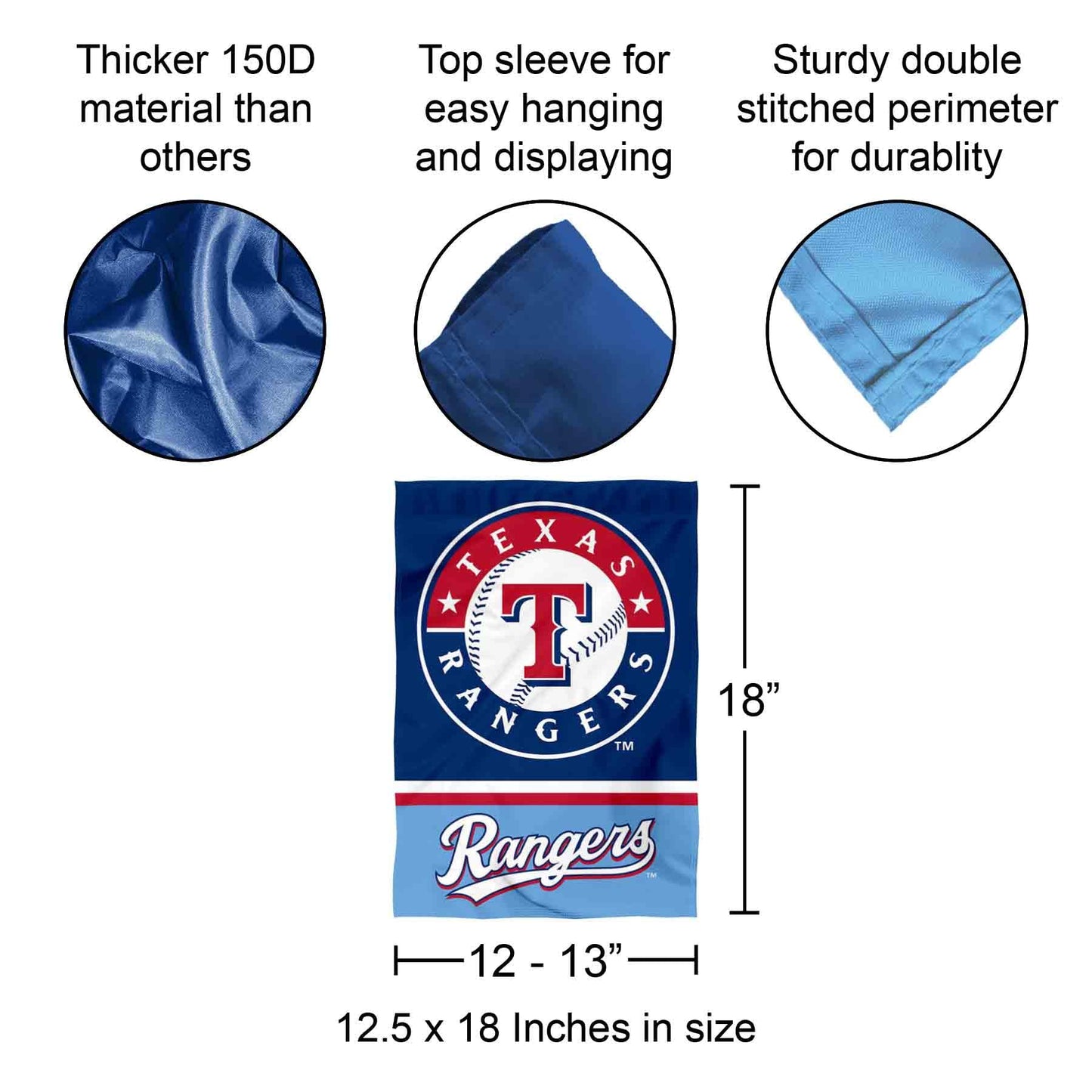 Texas Rangers Powder Blue Double Sided Garden Flag