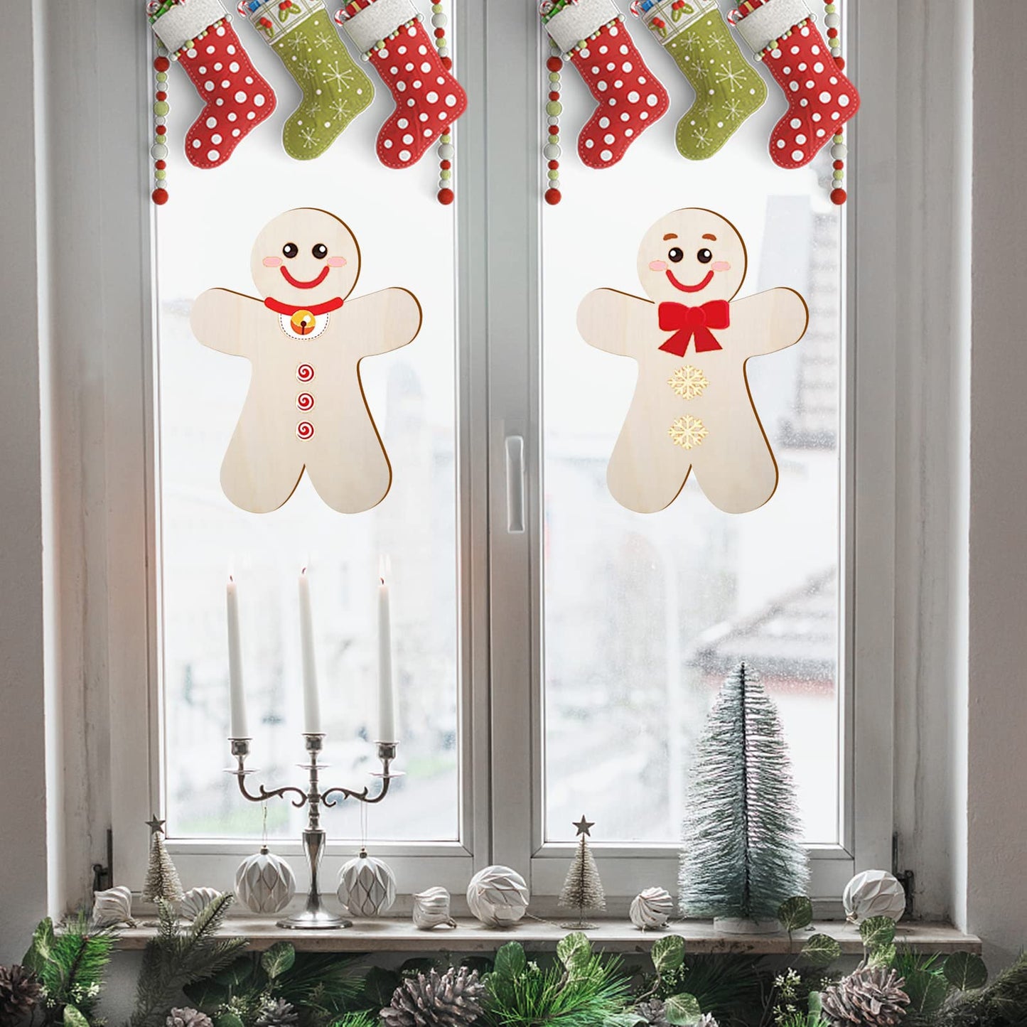 12 Pcs Large Wooden Gingerbread Man Cutouts, 12 Inch Unfinished Wood Gingerbread Man Shaped Ornaments Blank Christmas Decorations for DIY Crafts Xmas Winter Party Decor Door Hanger, 5mm Thick