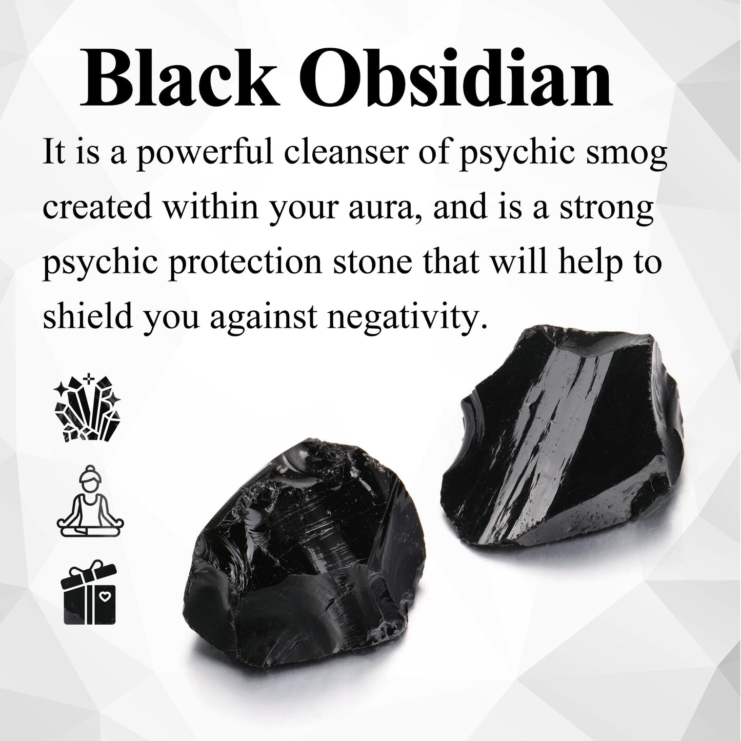 Jovivi 2pcs Raw Black Obsidian Crystals,Large 1.6-2.2" Healing Crystals Natural Rough Stones Crystal for Tumbling, Cabbing, Home Decoration, Polishing, Wicca & Reiki