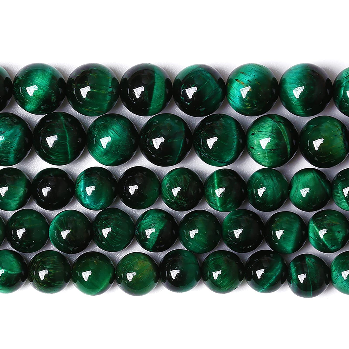 8mm 45PCS Natural Green Tiger Eye Stone Beads Spacer Round Loose Beads for Jewelry Making DIY Bracelet Accessories Strand 15 inches