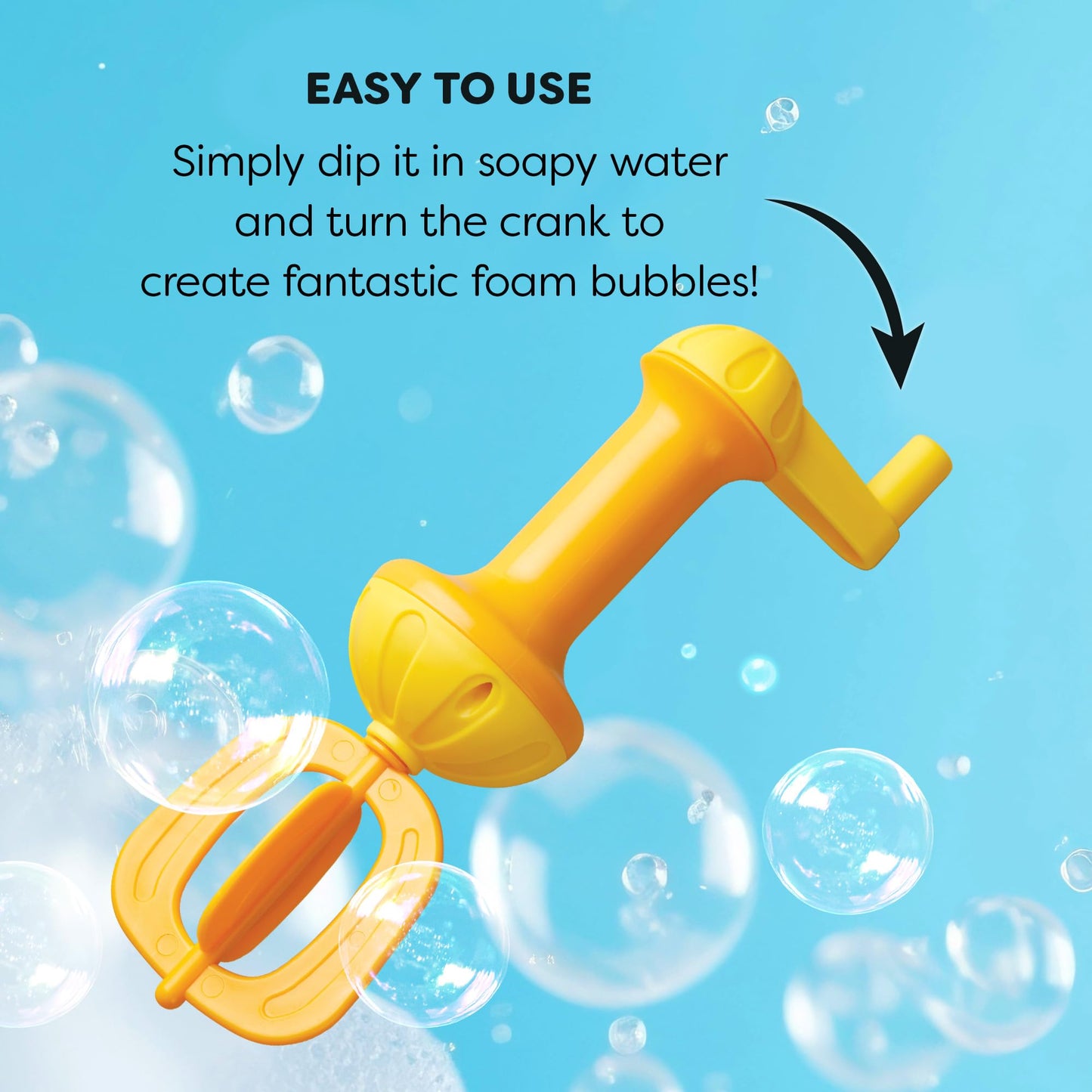 HABA Toddler Bath Toys: Bubble Bath Whisk for Sensory Play, Bubble Maker for Bathtub and Fun Beach and Water Toys for Toddlers, Yellow