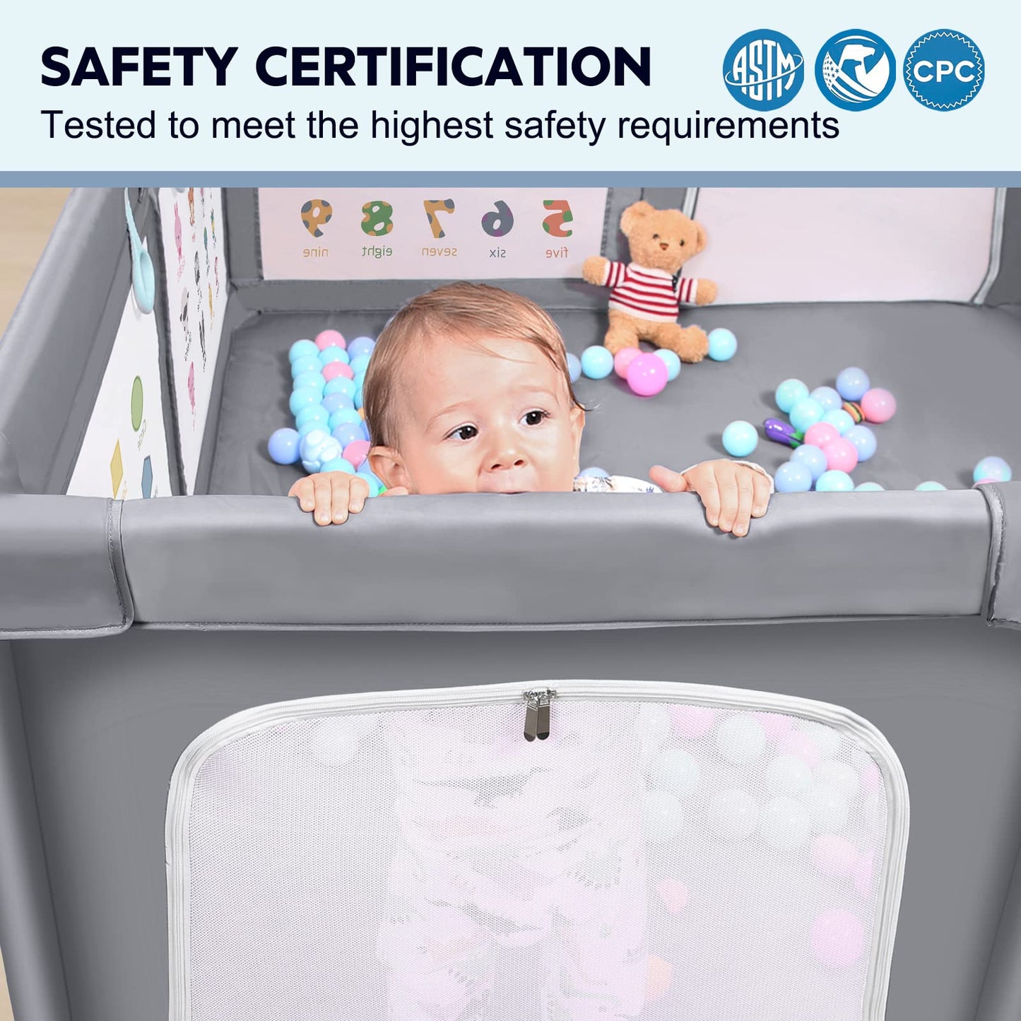 VOOVC Baby Playpen for Babies and Toddlers, 71x60 Inches Thickening Tube Baby Playards Kids Activity Center with Anti-Slip Suckers Tear-Resistant Mesh