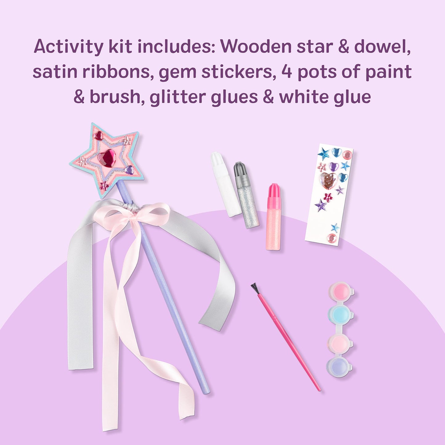 Melissa & Doug Created By Me! Paint & Decorate Your Own Wooden Princess Wand Craft Kit, Pink Princess Crafts Great for Rainy Days, Toys for Kids Ages 4+