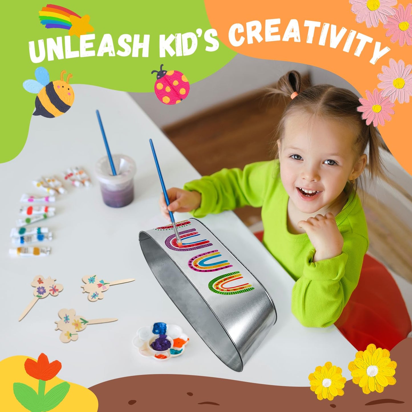 PLANTMEW Paint & Plant Flower Growing Kit for Kids - Fun Kids Gardening Set - Unique Birthday, Crafts & Arts, Gardening Gifts for Girls & Boys, Ages 5, 6, 7, 8-12 Years Old, Easter Gifts for Girls