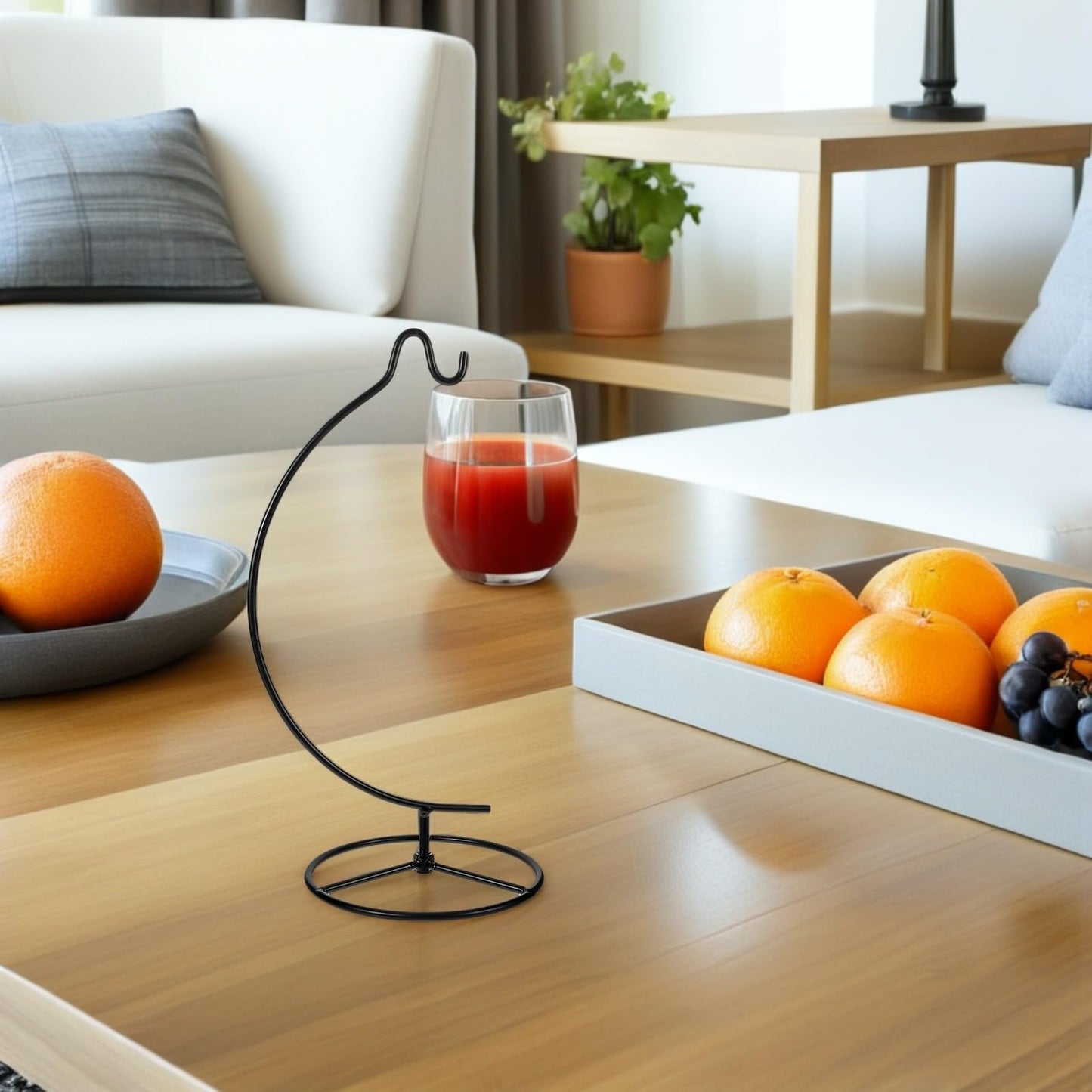 jojofuny 2pcs Metal Moon-shaped Hanging Ornament Display Stand Holder for Air Plant Terrariums and Glass Globe Pots Indoor Home Décor Hanging Rack