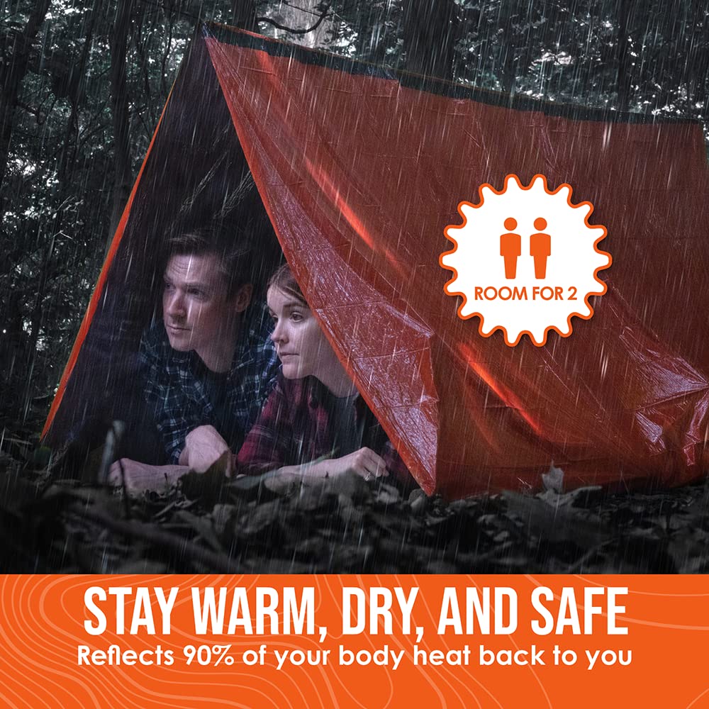 Go Time Gear Emergency Tent - Reflective Heat Shield for Survival Gear & Supplies - Waterproof & Windproof Shelter for Emergency Supplies - Ultralight Design for Go Bag - Pack of 1, Green