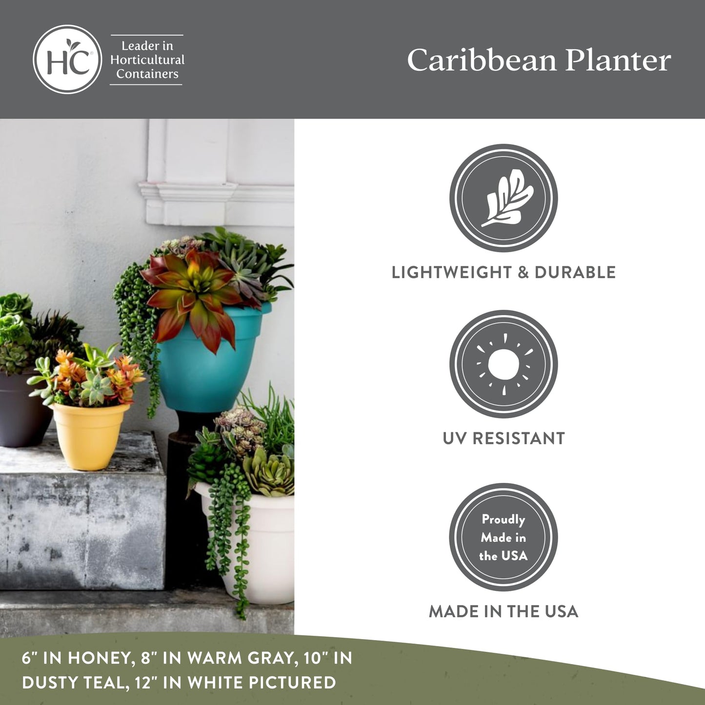 The HC Companies Caribbean Planter Pot - Outdoor & Indoor Plant Pot with Drainage Hole & Plug - Rolled Rim Plastic Pots for Plants & Flowers - Decorative Plant Pot (14" Pink Rose, Pack of 1)