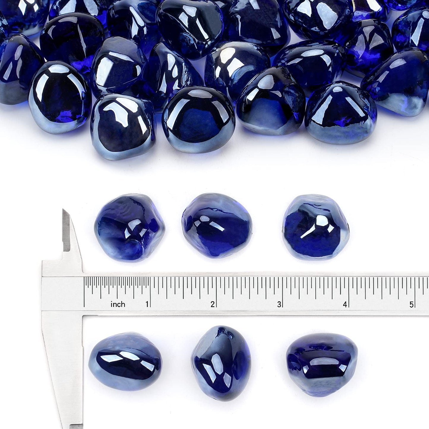 Stanbroil 10-Pound Fire Glass Diamonds - 1/2 inch Luster Fire Glass for Fireplace Fire Pit and Landscaping, Royal Cobalt Blue Luster
