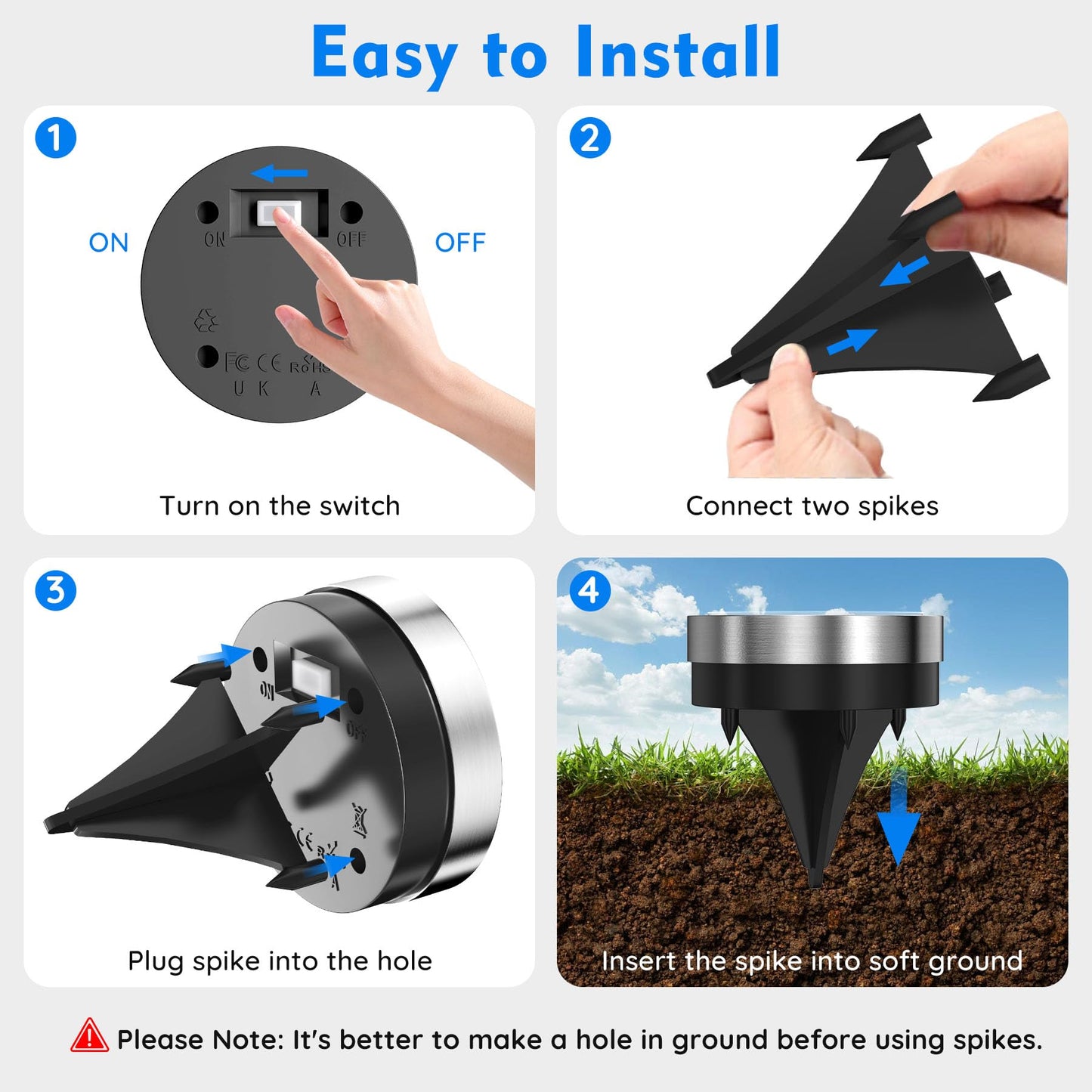 Solar Ground Lights Outdoor, 8 Pack Solar Lights Outdoor Waterproof, Mini Flat Solar-Powered Garden Light, Landscape Lighting for Garden Yard Lawn Pathway Walkway Driveway Backyard Decor, Cold White