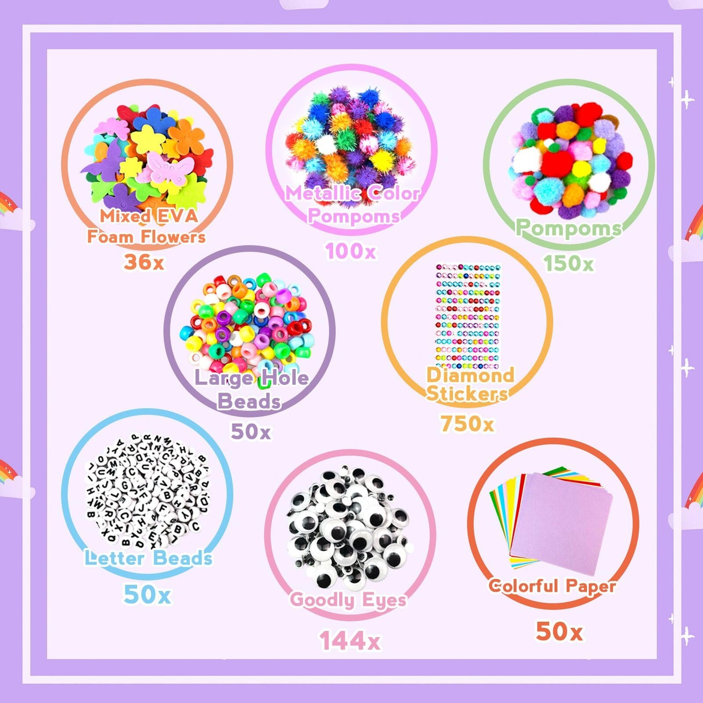Arts and Crafts Supplies for Kids - 2000Pc Craft Kit with Pipe Cleaners DIY Craft Kit for Kids Art School Supply Materials Set All in Crafting Box Toys Gifts for Girls Boys Age 4 5 6 7 8 9 10 11 & 12