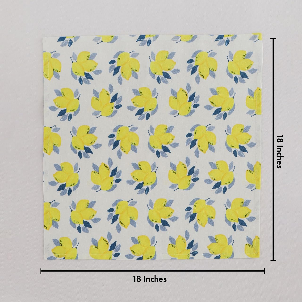 TARAN LIVING Printed Cotton Cloth Napkins Fall Dinner Napkin Set Reusable Machine Washable Fabric for Gifting, House Party Events, Home Decor, Craft - 18"x18" - Set of 4 - Lemon Print