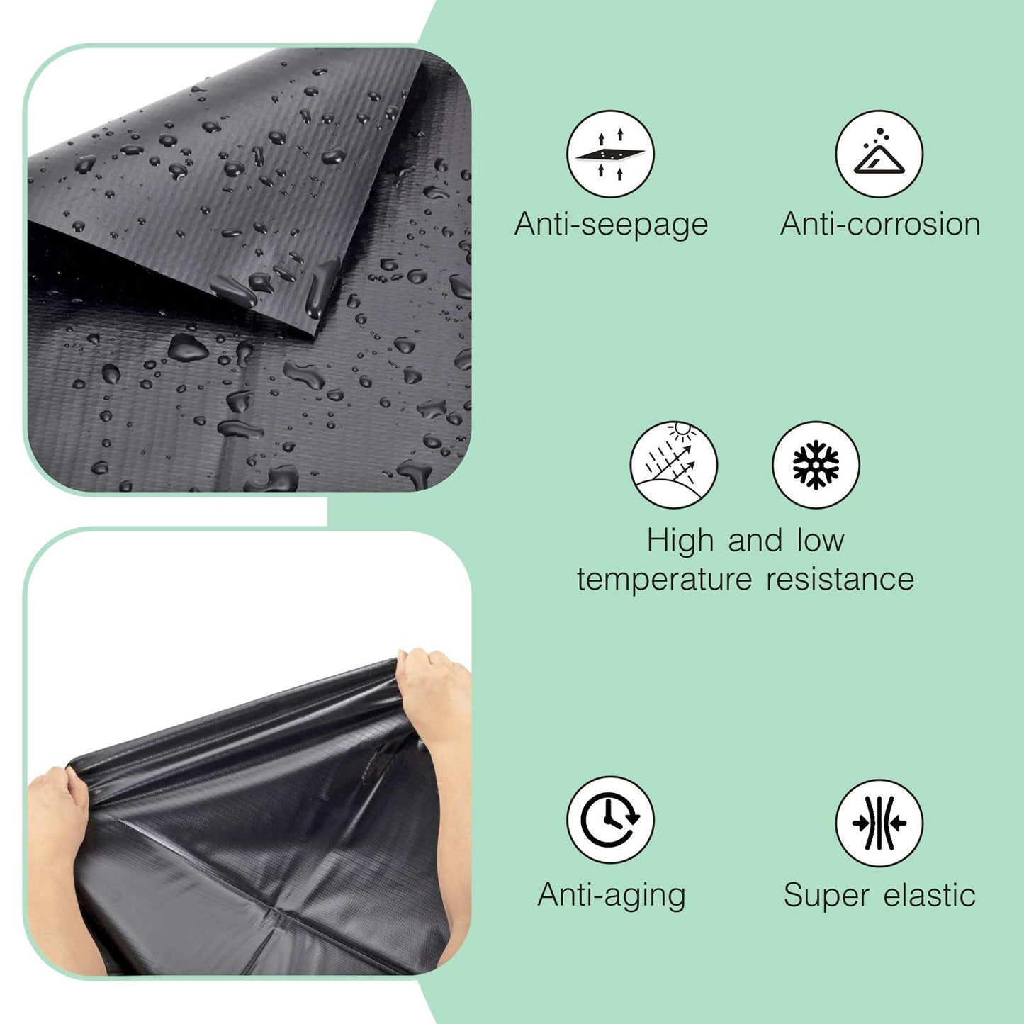 hygger Pond Liner - 7 by 10ft Fish Pond Liners for Outdoor Ponds, 14.5 Mil PVC Soft Pond Liner for Fish Ponds, Water Features, Garden Water Fountains, Waterfalls
