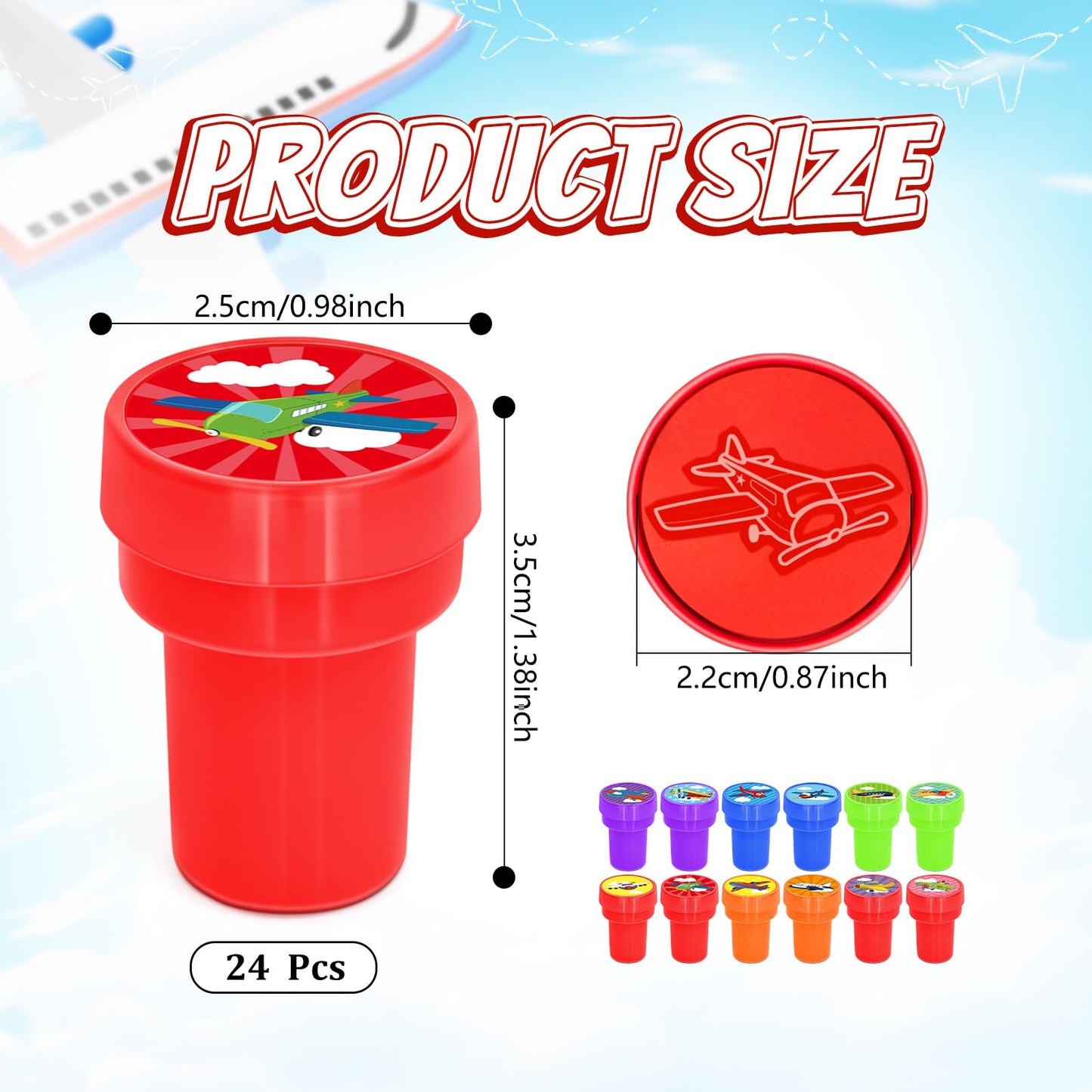 Cinrobiye 24 Pcs Airplane Stampers for Boys Girls, Aviation Party Supplies Favors, Classroom Rewards, Carnival Prizes, Goody Bag Pinata Fillers for Let’s Fly Travel Party