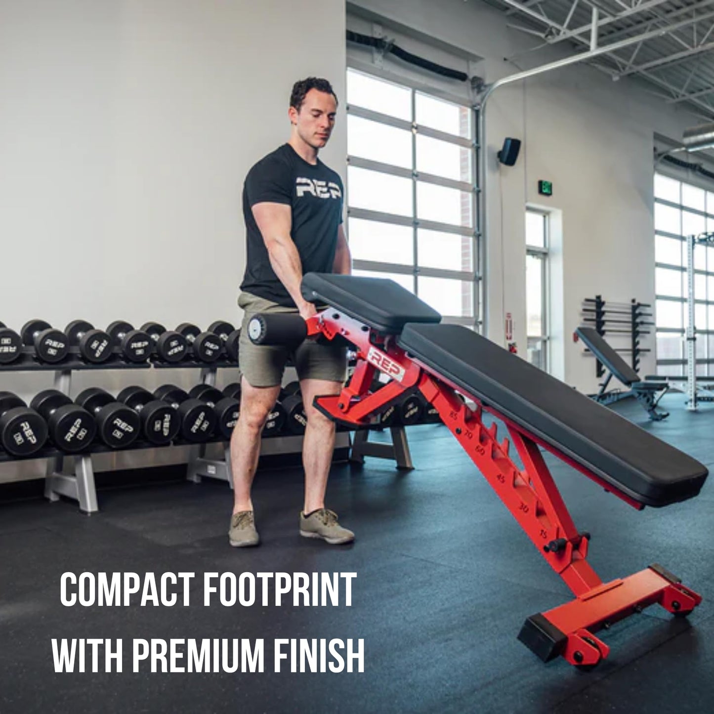 REP Foldable Incline Decline Bench, Metallic Black