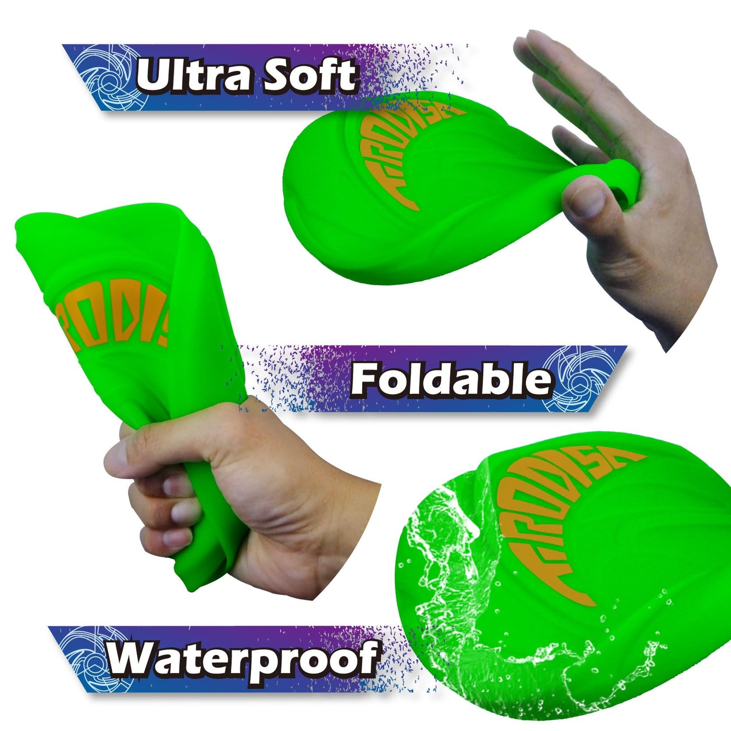 AMAZING TOYZ Tirodisc Foldable Green Frisbee for Kids & Adults, 20cm Soft Silicone Flying Disc - Portable Pocket-Sized Outdoor Waterproof Toy for Beach, Park, Pool Games | Easy Clean & Safe Catch