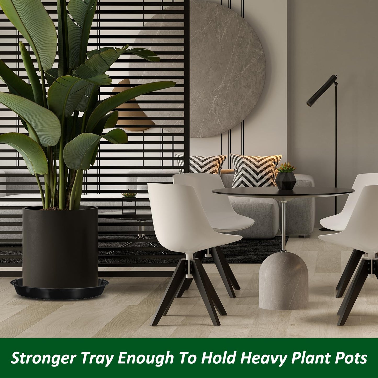 PATIKIL 5 Pack Plastic Plant Saucer, 14 Inch Plant Tray for Pots Round Plant Dish Plant Drip Trays Water Tray for Indoors Outdoors Garden, Black