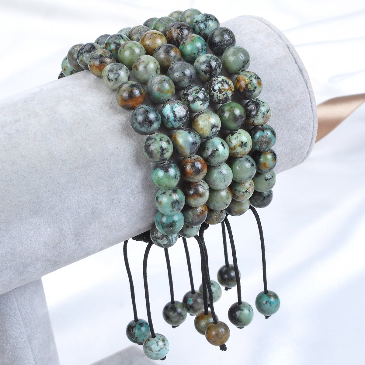 MASSIVE BEADS African Turquoise Bracelet, Wrist Mala Beads, Healing Crystals, Chakra Jewelry, New Beginnings - Emotional Balance - Personal Growth (African Turquoise, 6mm)