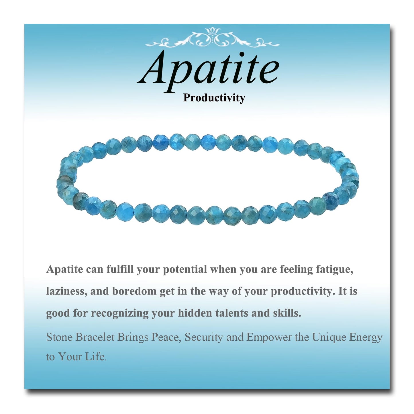 MASSIVE BEADS Natural Genuine Gemstone Beads Healing Crystal Chakra Reiki Jewelry Faceted Round Beads Bracelets (Apatite, 3mm)