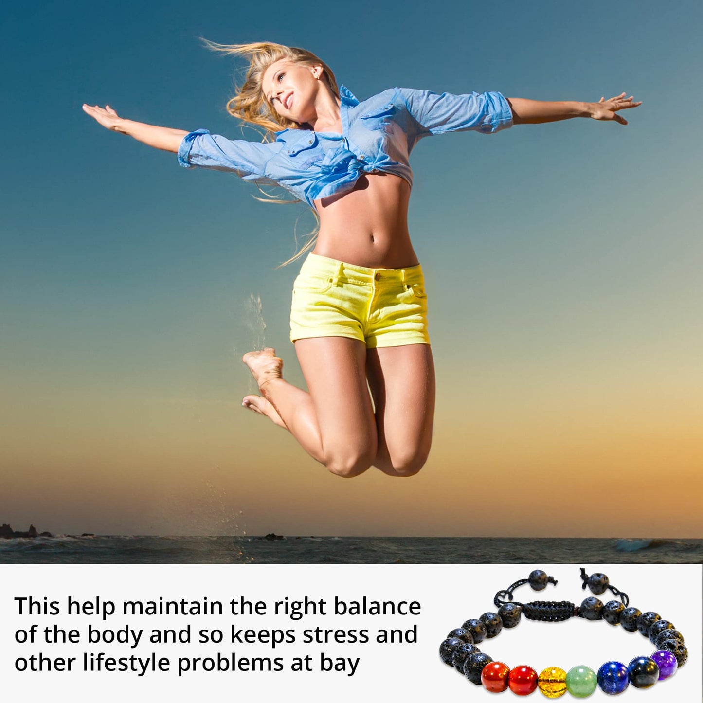 ANAYA AGATE Healing Crystal Bracelet – Chic Gemstone Bracelet for Men and Women – 8mm Round Bead Bracelets for Spiritual Healing, Protection, Positive Energy - 7 Chakra, Lava