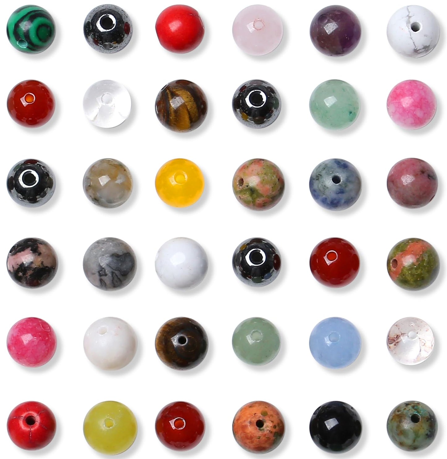 QINJIEJIE 8mm Beads Crystal Beads Colorful 100PCS Stone Beads Round Beads Loose Gemstone Beads Stone Beads for Jewelry Making DIY Bracelet Necklace Earrings Crystal Beads for Jewelry Making