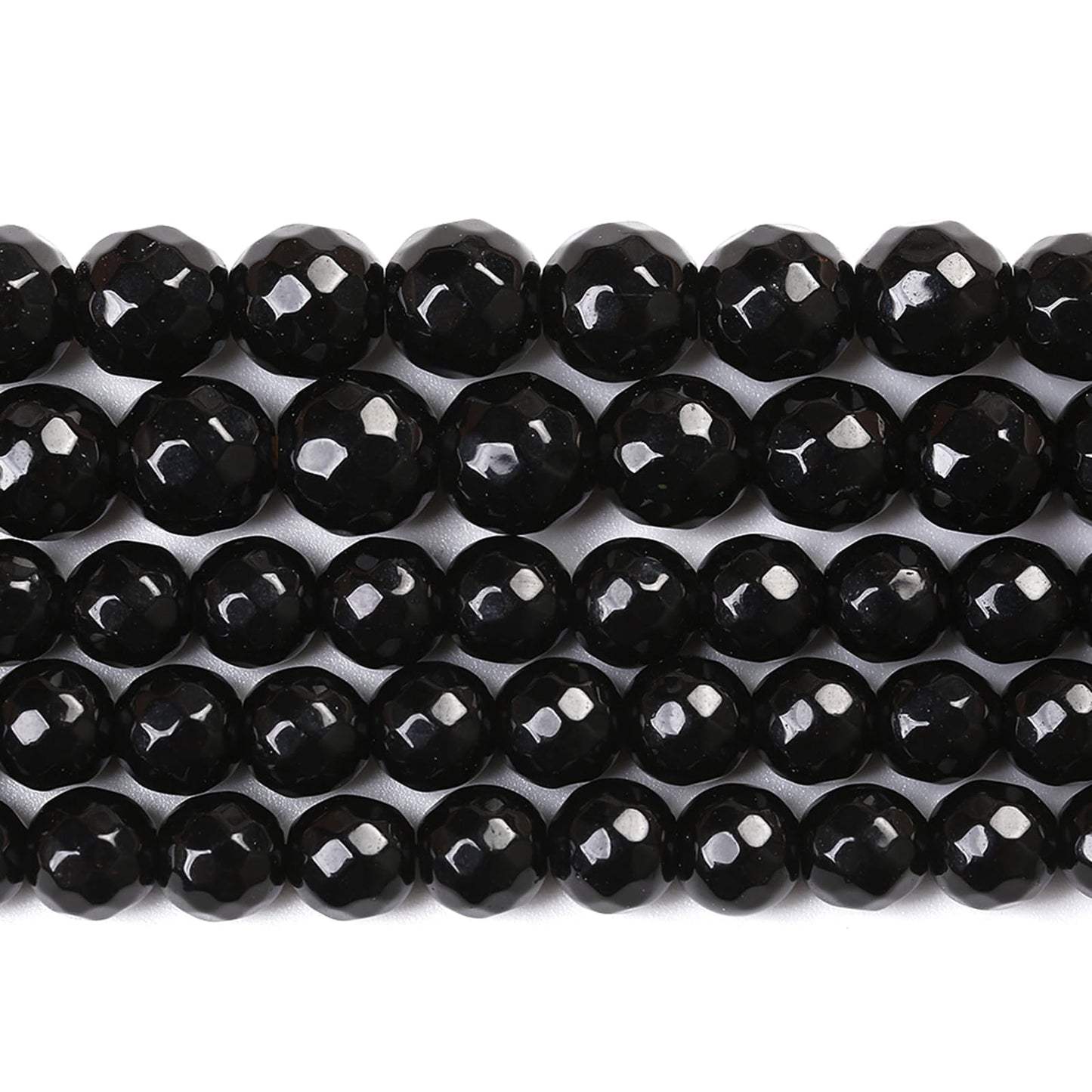 45pcs 8mm Natural Faceted Black Agate Stone Beads for Jewelry Making Energy Healing Beads DIY Bracelet Necklace Accessories 15" (8mm, Faceted Black Agate)