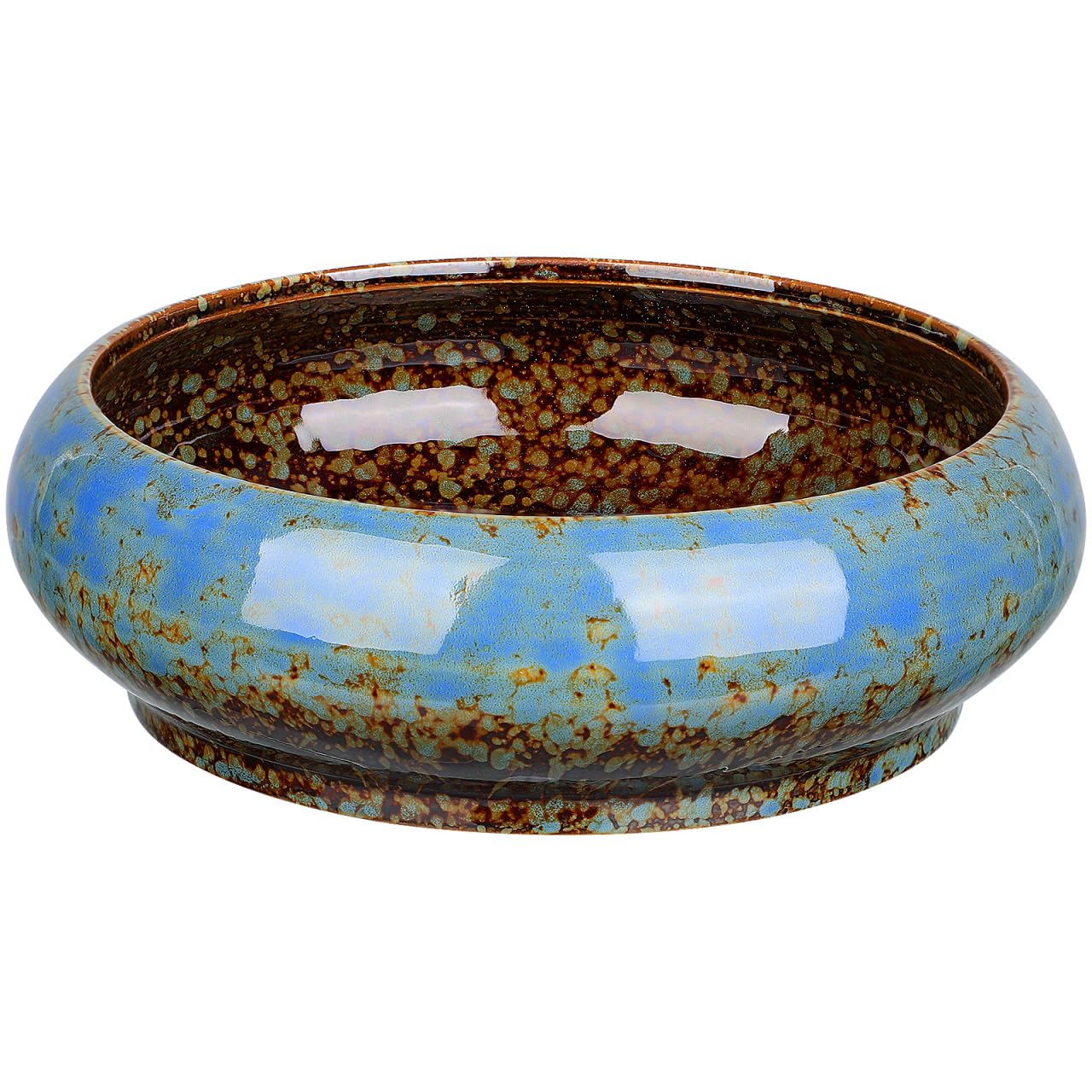 Leak-Proof Lotus Bowl Round Hydroponic Plants Pot Ceramic Planter Gardenin Succulent Pot Bonsai Planter for Outdoor Daffodil Flowerpot 7.28 Inch, Random Color