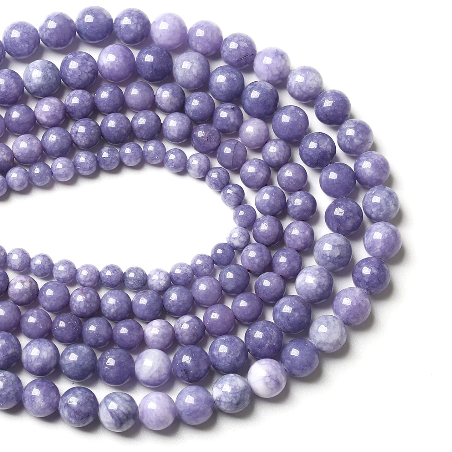 6MM 60PCS Lavender Purple Chalcedony Stone Loose Beads for Jewelry Making DIY Bracelet Necklace
