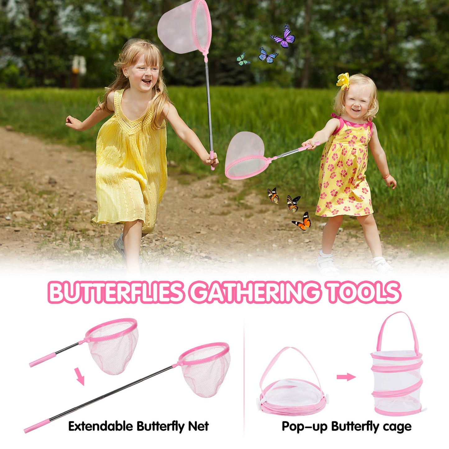 GINMIC Bug Catcher Kit for Kids, Bug Catching Kit with Binoculars, Magnifying Glass, Bugs Habitat and Butterfly Net, Outdoor Explorer Toys Gifts for 3-12 Years Old Boys and Girls