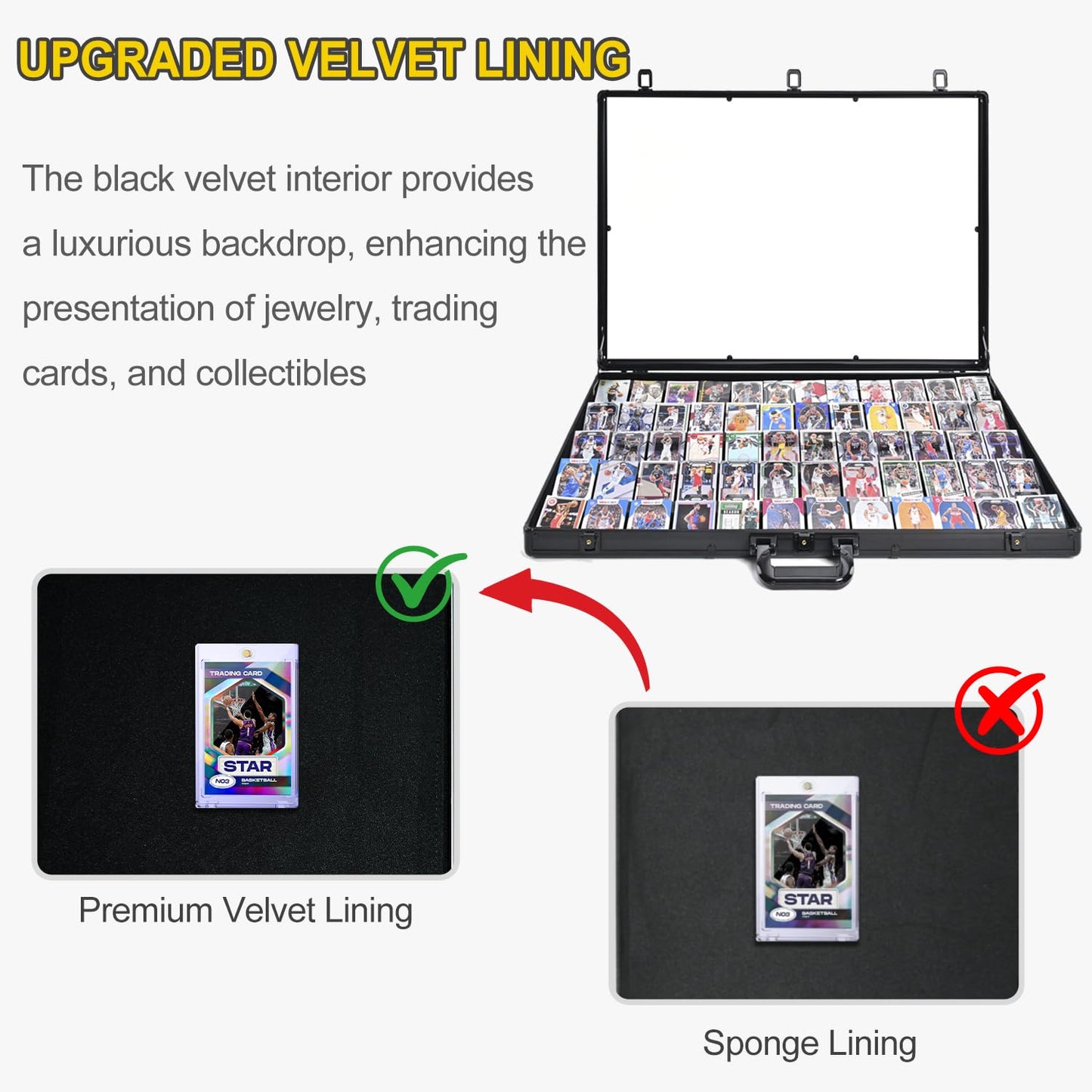 Trade Show Display Case – 34"x22" Large Aluminum Locking Tabletop Showcase for Trading Cards, Sports Cards, TCG, Jewelry – Lightweight & Portable for Exhibitions, Conventions, and Collectibles, Black