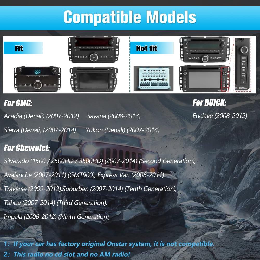 AWESAFE Car Stereo for Chevy Silverado GMC Sierra Yukon 2007-2013, Android GPS Navigation Head Unit Radio Replacement with CarPlay Android Auto Multimedia Video Player - with Backup Camera