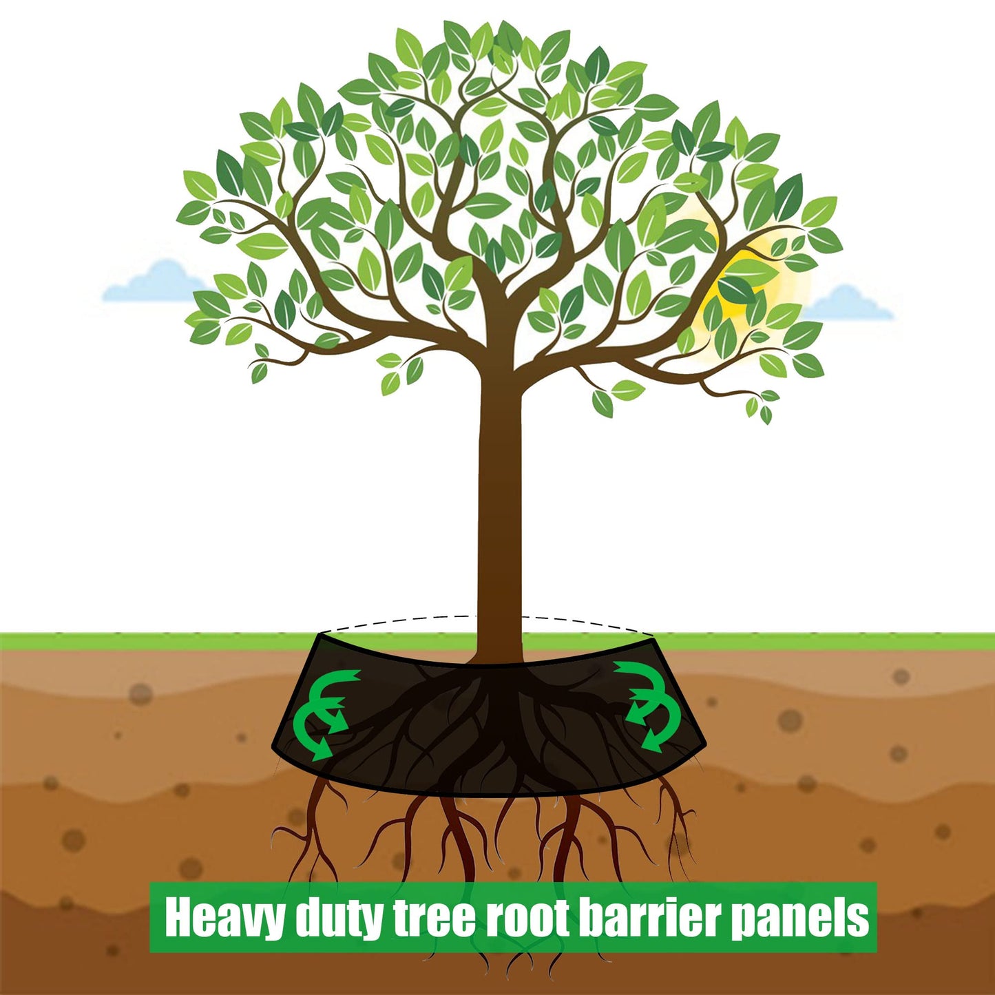 Joewuzun Tree Root Barrier 36in x 15ft x 60mil Tree Root Barrier Heavy Duty Bamboo Barrier Protects Sidewalks Roads and Driveways
