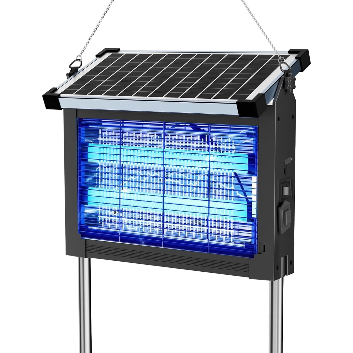 Solar Bug Zapper Outdoor Waterproof, Mosquito Zapper USB-C Rechargeable Solar Bug Zapper Outdoor, 4500V Electric Bug Zapper, Mosquito Trap Fly Zapper Killer for Patio Garden Backyard Camping Garage