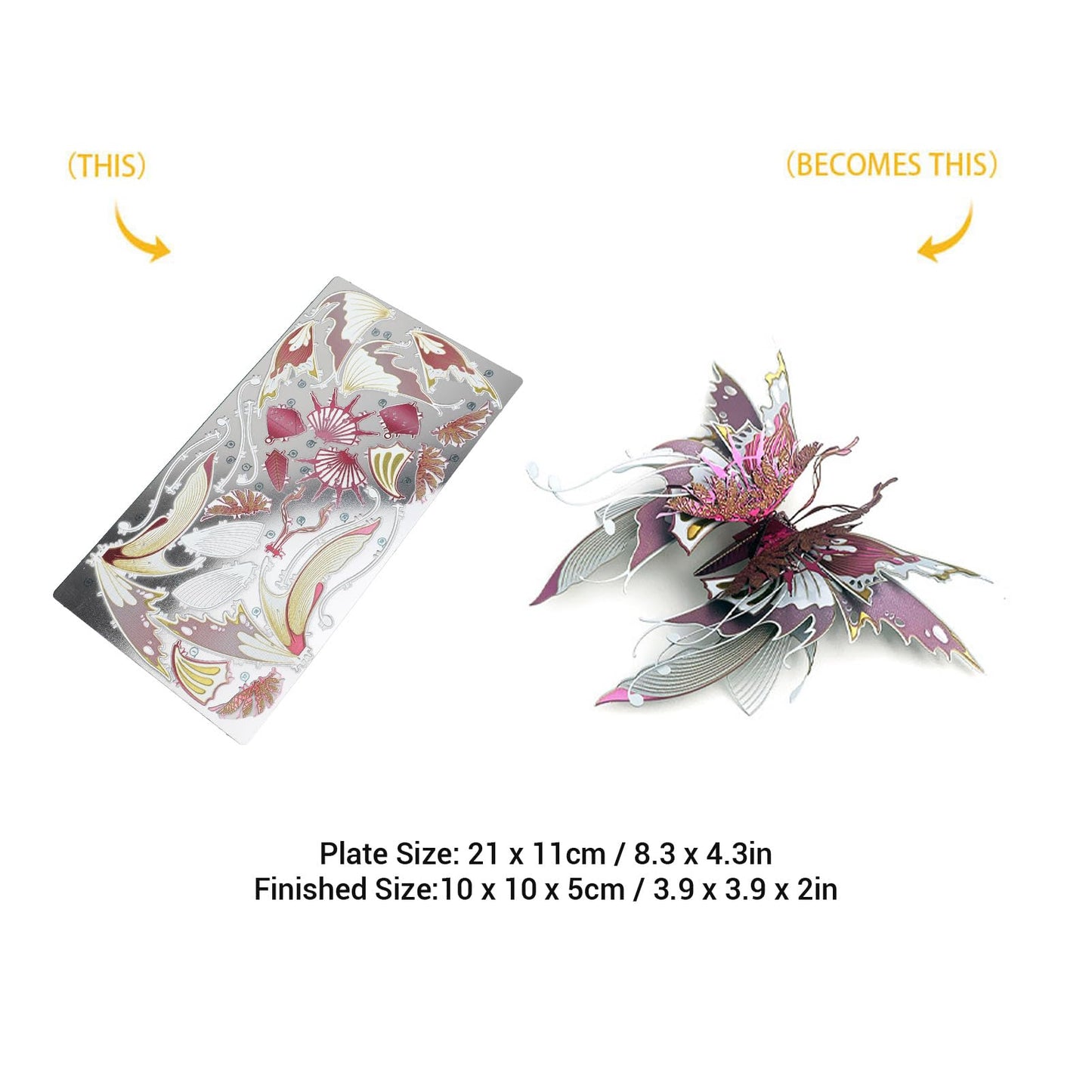 3D Metal Puzzle for Teens and Adults, DIY Butterfly Model Metal Craft Building Kit, Stainless Steel Assembly Toy, Flying Animal Puzzles Toys, Birthday New Year Gifts