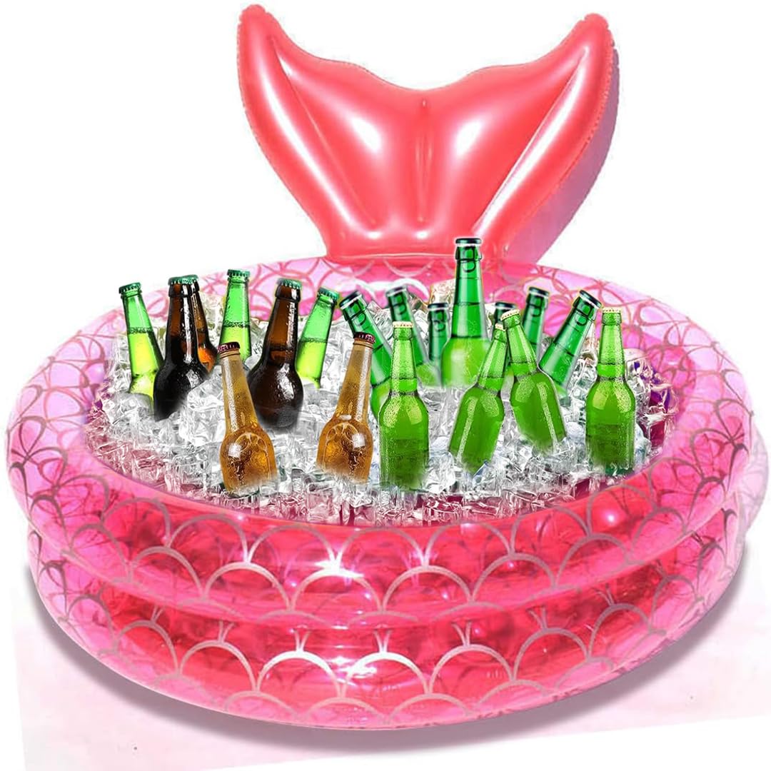 Benelet Inflatable Backyard Kiddie Mermaid Pools, Garden Round Swimming Pool for Kids, Kiddie Paddling Pool Indoor&Outdoor Baby Ball Pit Pool (35 inch)