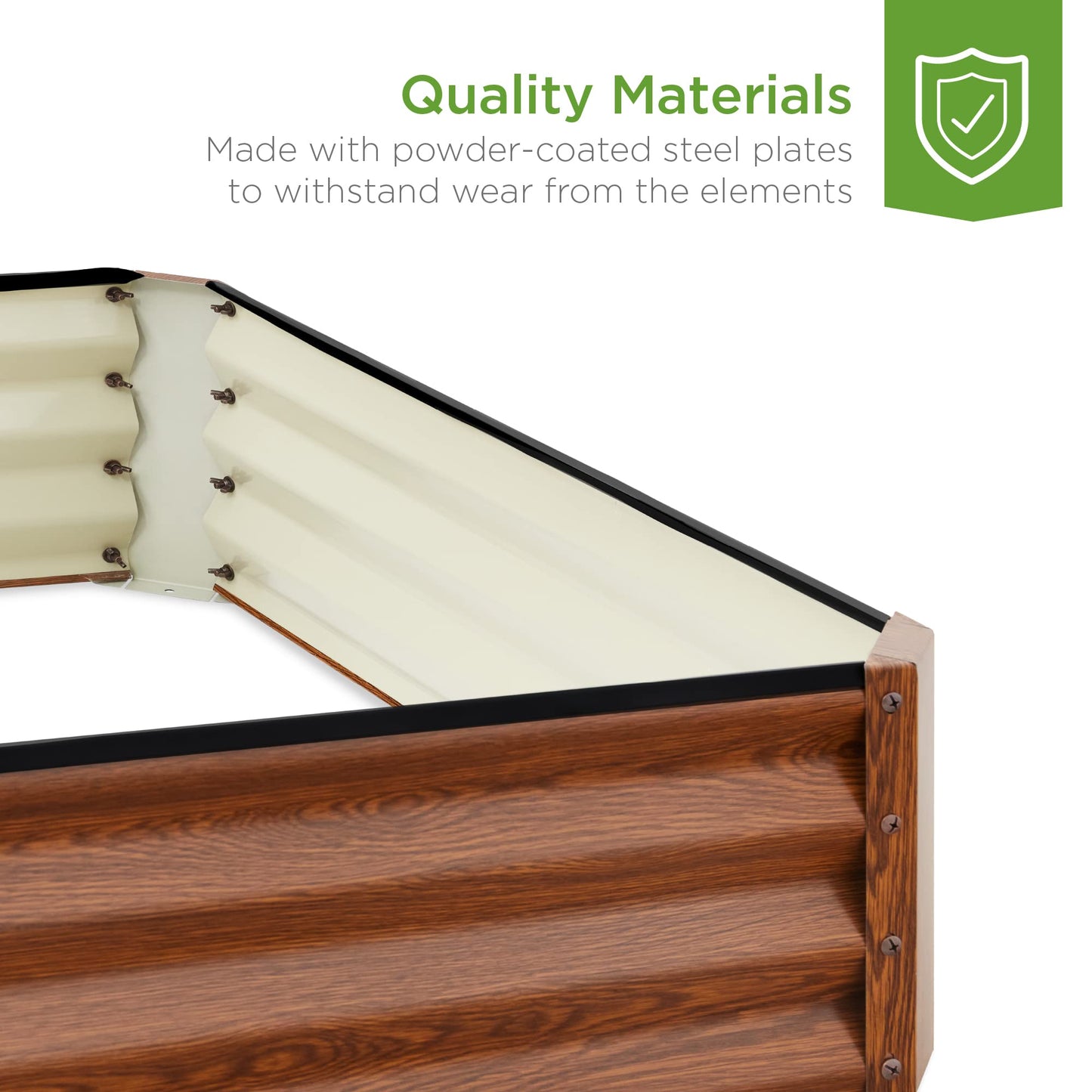 Best Choice Products 6x3x1ft Outdoor Metal Raised Garden Bed Box Vegetable Planter for Vegetables, Flowers, Herbs, and Succulents - Wood Grain