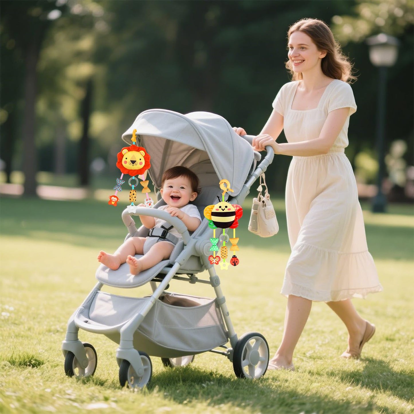 MokukuToys Baby Toys for 0 3 6 9 12 Months, Plush Animal Sensory Hanging Rattle,Newborn Interactive Soft Toys for Baby,Car Seat Stroller Toys Gift for Infant Boy Girl