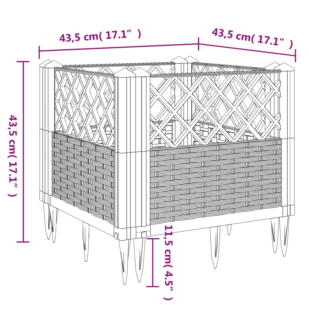 Xolmizyn Modular Garden Planter 17.1 Inch Square Basketweave Flower Pot for Outdoor Terrace Patio Deck Balcony Plants Vegetables Herbs Durable Polypropylene Black
