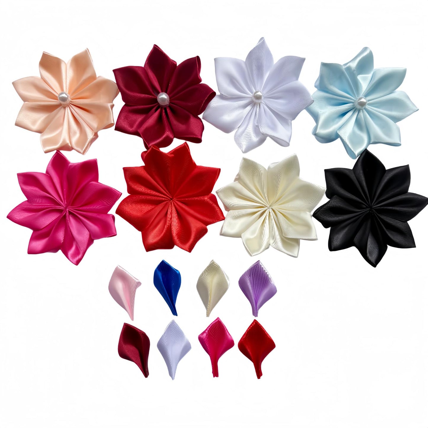 300 Pcs Decorative Pre-made Satin Ribbon Petals - Half-finished Floral Craft Supplies for Wedding Bouquets, Mother's Day Wreaths & Valentine's Day Gift Arrangements (300 Petals Hot Pink)