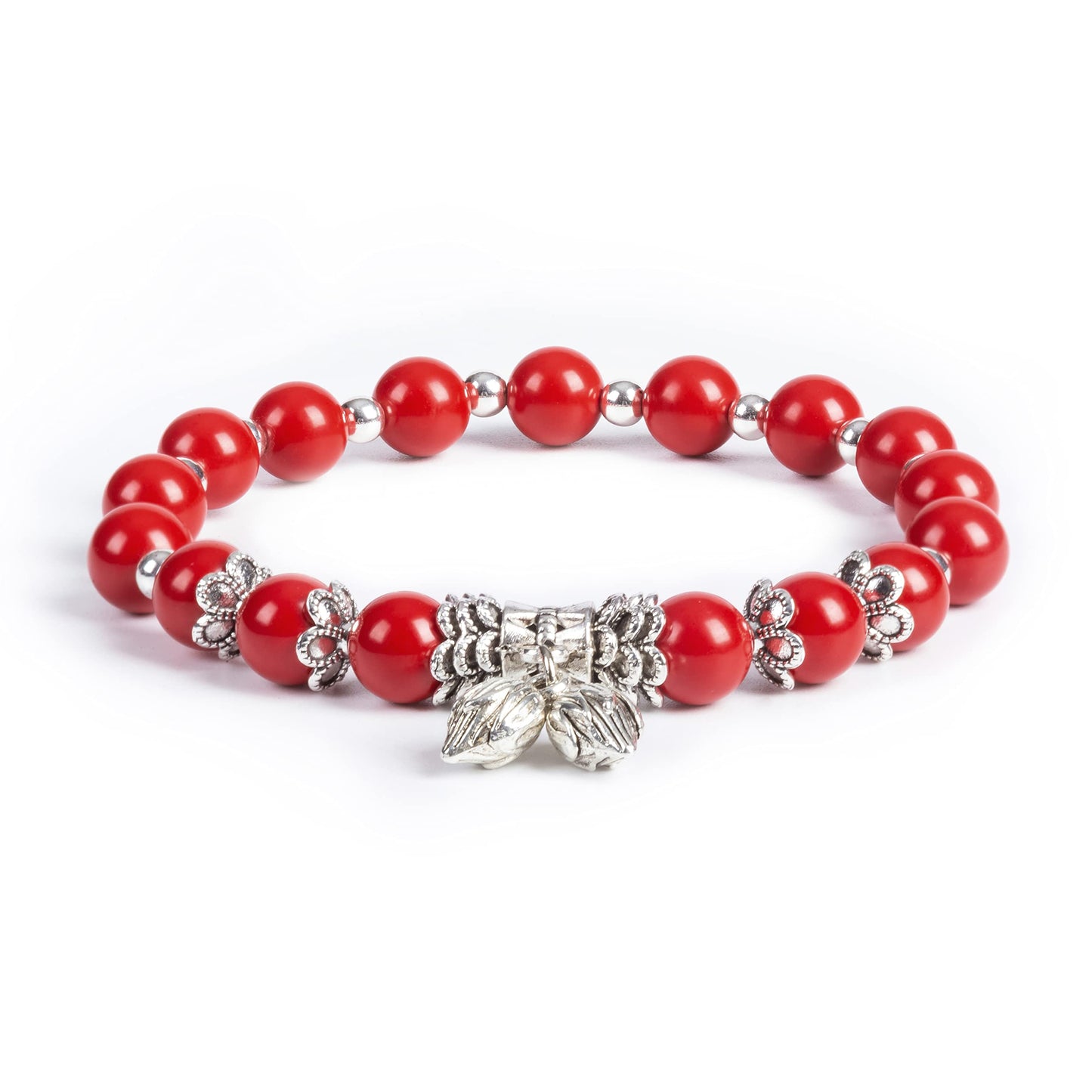 MEHUK 8mm Cinnabar Stretch Bracelet for Women Natural Mineral Energy Gift for Men Lucky Friendship Couple