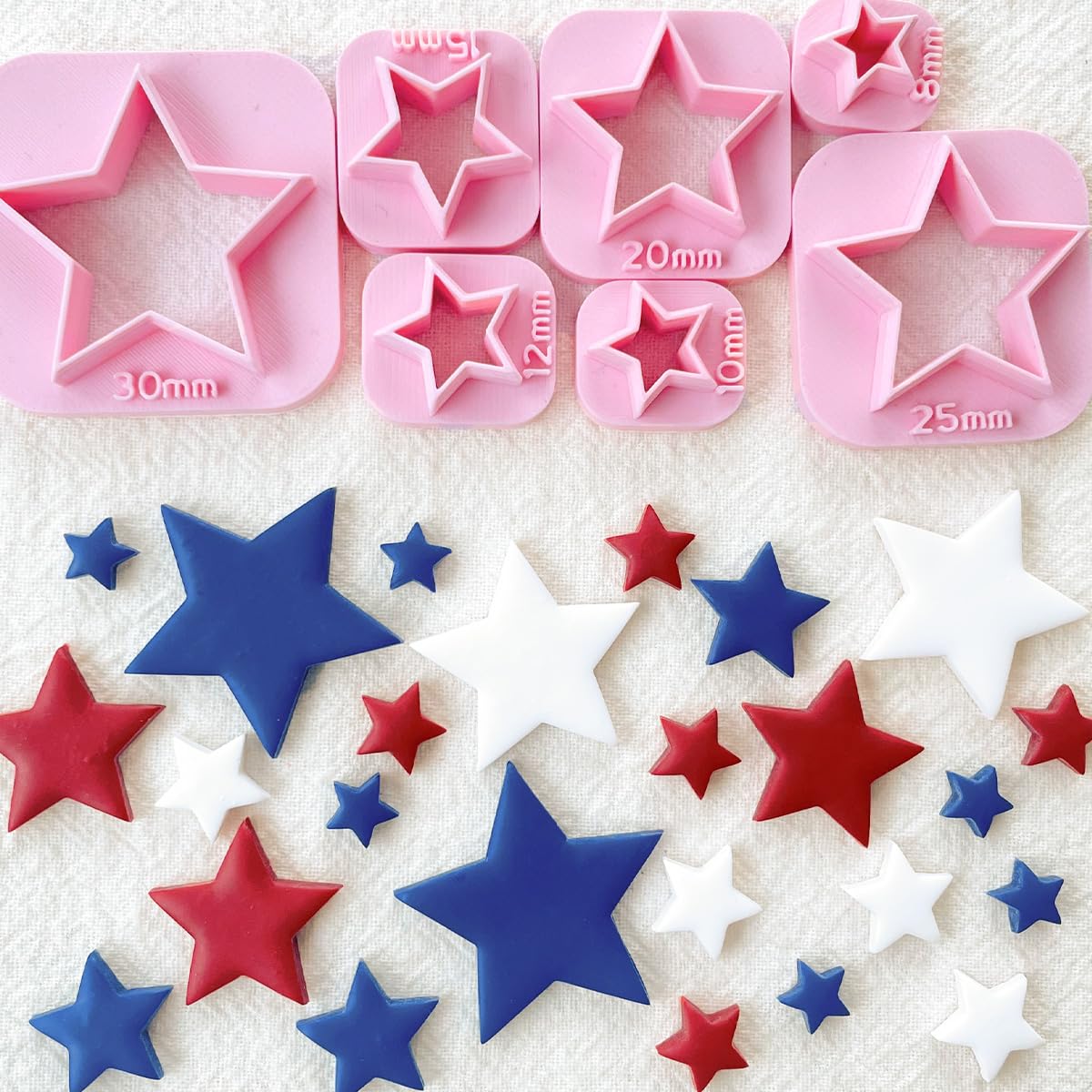 Keoker Stars Clay Cutters - 7 Pcs Fourth of July Polymer Clay Cutters, Independence Day Clay Earring Cutters, 4th of July Clay Cutters, Stars Polymer Clay Cutters (Stars)
