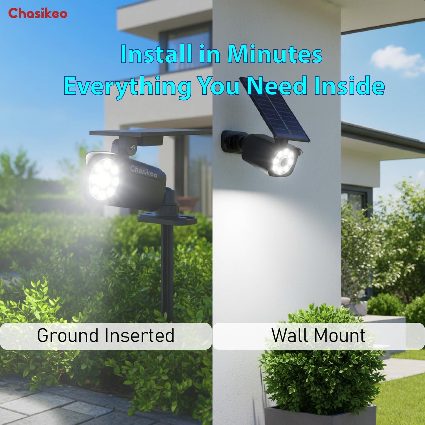 Chasikeo Solar Motion Light Outdoor, Solar Spotlight with Motion Sensor, IP67 Waterproof Solar Power Security Light, 360° Rotatable for Garden, Yard, Pathway, Fence, Driveway, 1200LM(1 Pack)