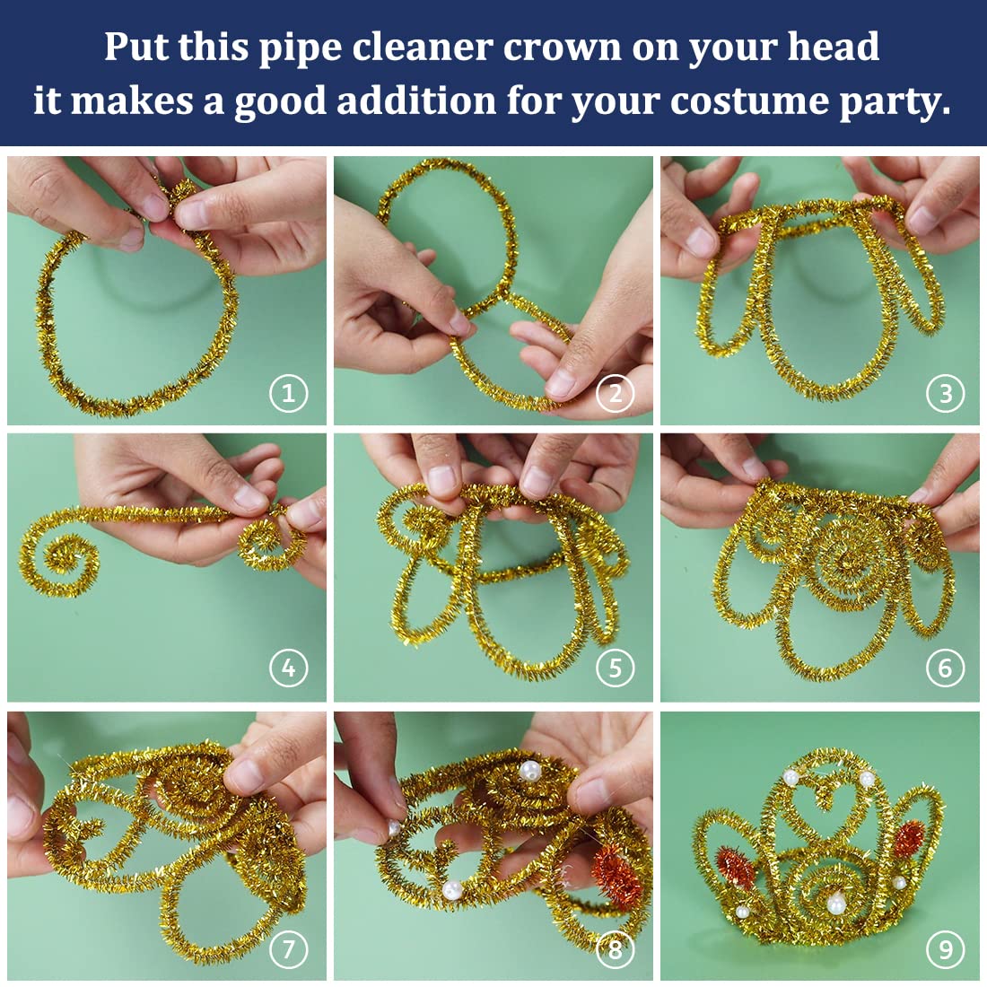 Pipe Cleaners, Pipe Cleaners Craft, Arts and Crafts, Crafts, Craft Supplies, Art Supplies (500 Golden Glitter Pipe Cleaners)…