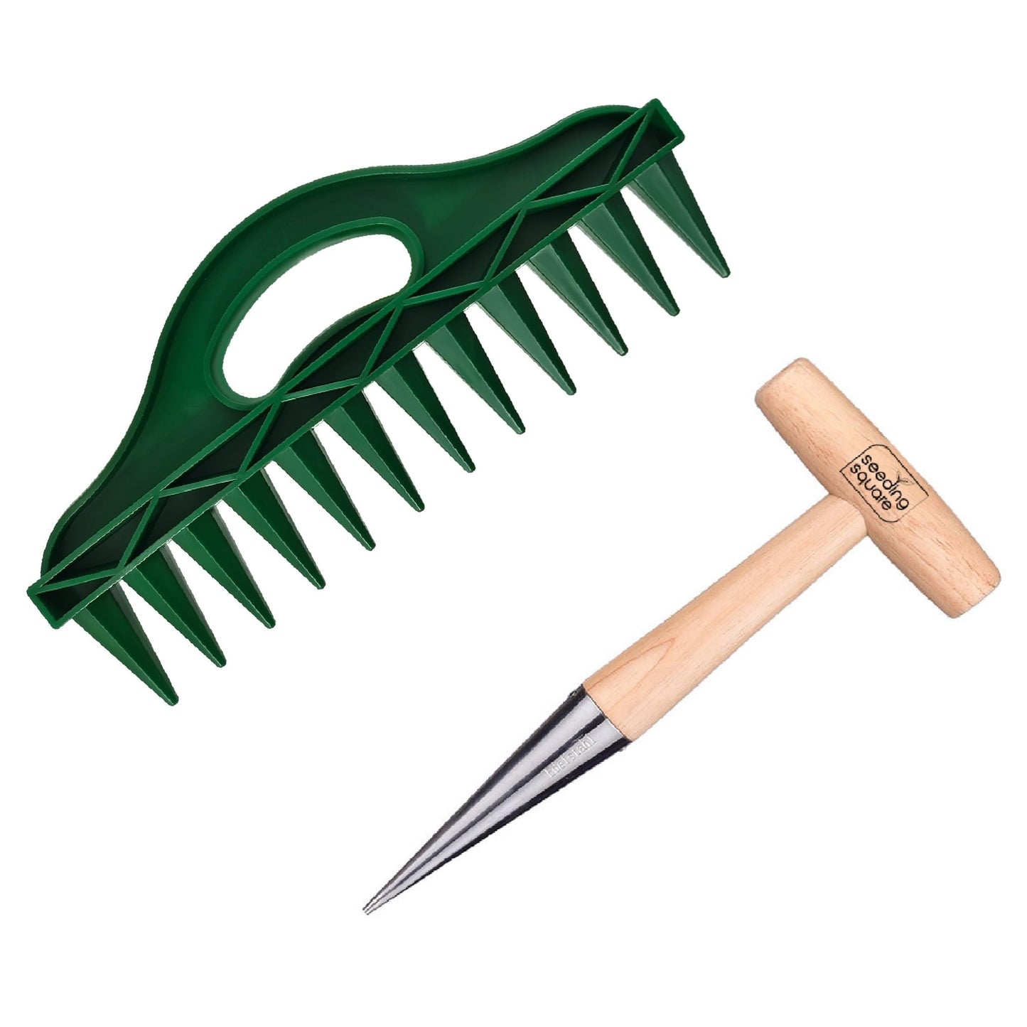 Row Seeder + Pokey Planter Bundle – Garden Row Maker & Dibber Tool for Fast Planting, Straight Rows & Precise Seed Placement