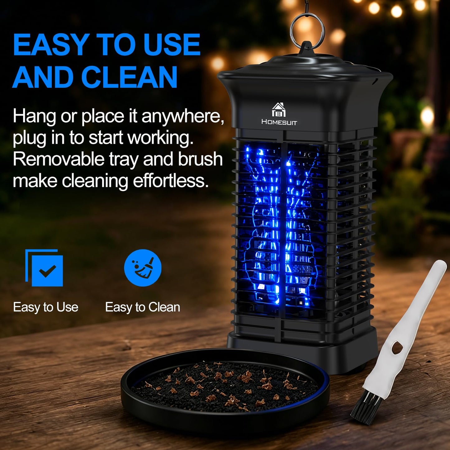 Homesuit Bug Zapper 15W for Outdoor and Indoor, High Powered 4000V Electric Mosquito Zappers, Mosquito Killer, Electronic Mosquitoes Light Bulb Lamp for Home Backyard Patio