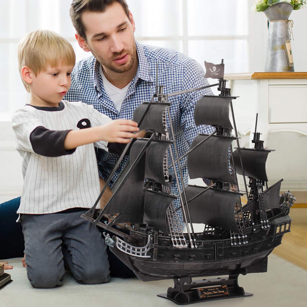 CubicFun 3D Puzzles for Adults Home Decor Pirate Ship Gifts for Men Women Model Kits Brain Teaser Gifts for mom,Queen Anne's Revenge 340 Pcs