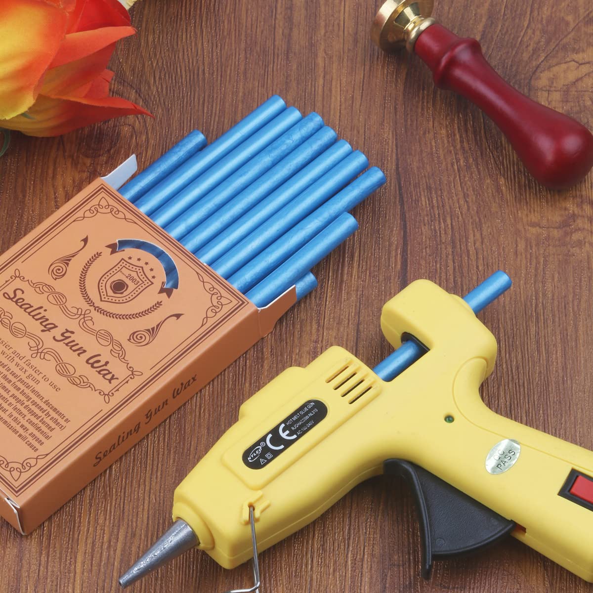 Wax Seal Kits, Wasole 20Pcs Blue Sea Sealing Wax Sticks with 1 Pieces Glue Gun Set for Wax Seal Stamp, Great for Wedding Invitations, Birthday Cards, Envelopes, Gift Wrapping