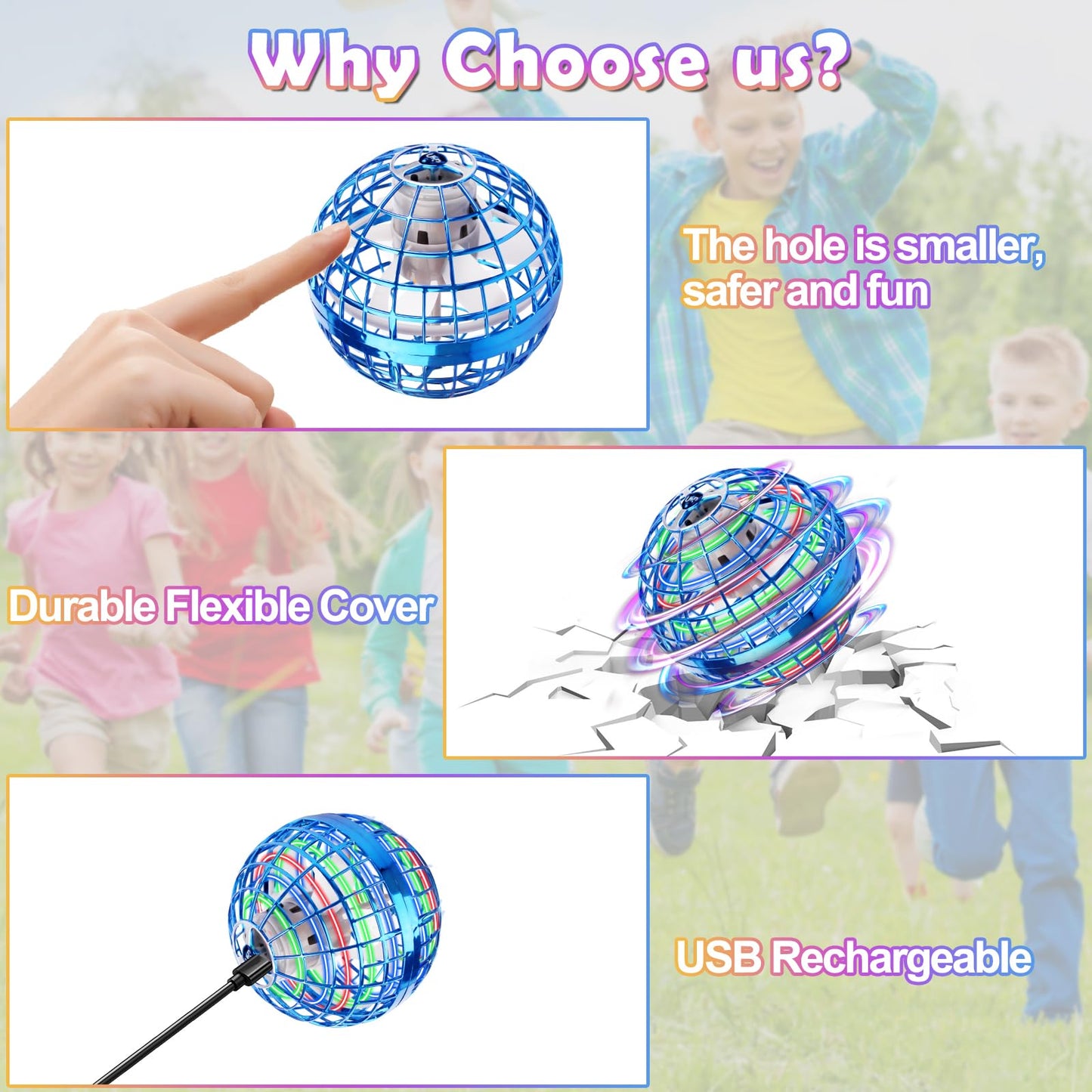 KIYTARBOO Flying Orb Ball Toys 2025, Cosmic Fly Ball Globe Boomerang,Galaxy Hover Balls Hand Drone Orbit Fidget Spinner, Cool Toy Gifts for 6 7 8 9 10+ Year Old Boys Girls Outdoor Toys (Blue)