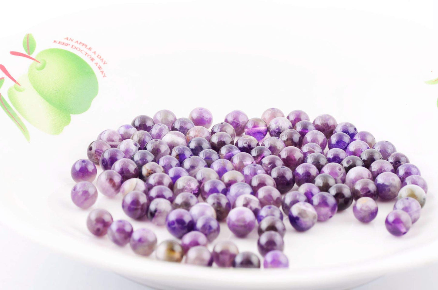 Natural Stone Beads 100pcs 10mm Amethyst Round Genuine Real Stone Beading Loose Gemstone Hole Size 1mm DIY Smooth Beads for Bracelet Necklace Earrings Jewelry Making (Amethyst, 10mm)