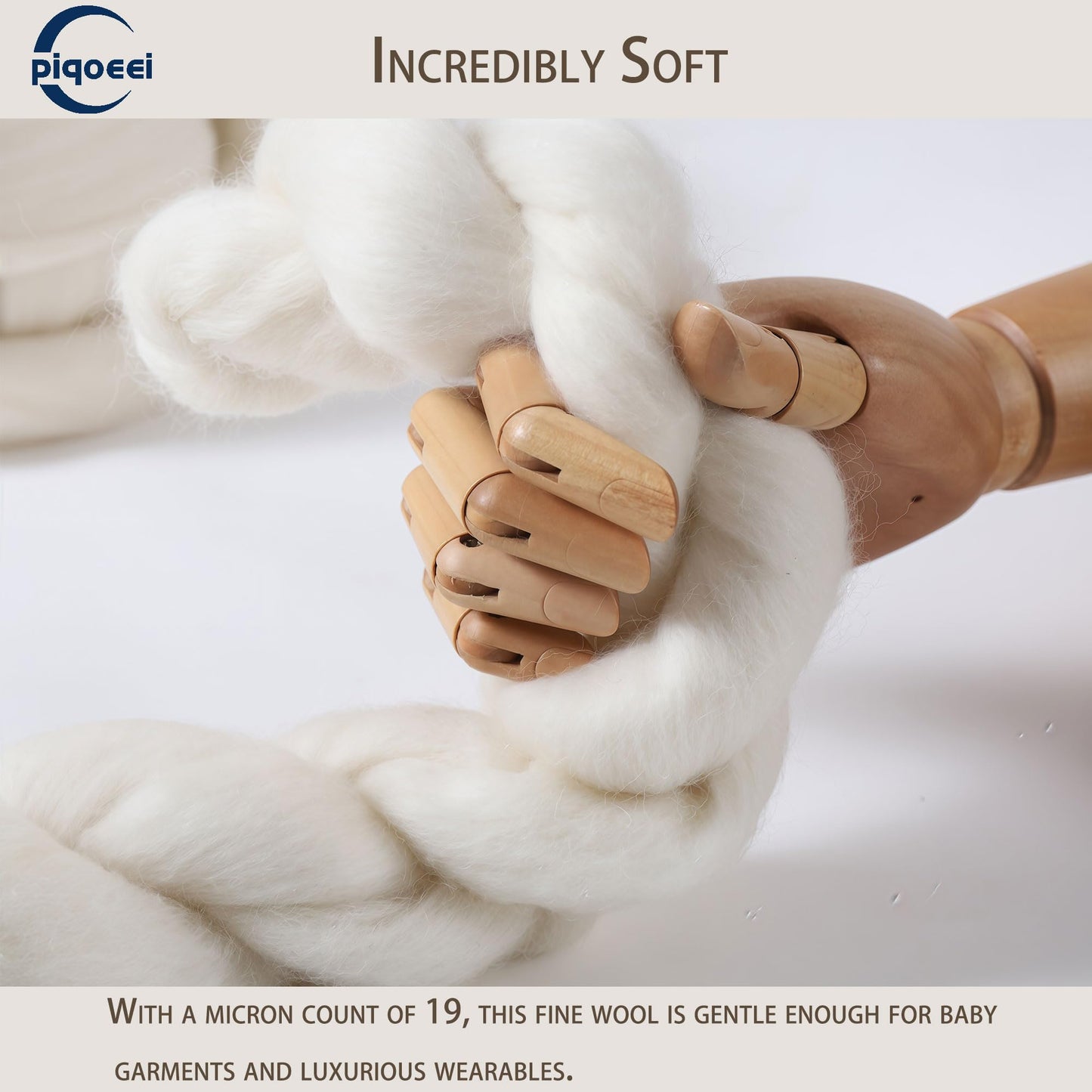 Merino Wool Roving Top for Spinning and Felting - 100% Natural Undyed, Soft Fine Wool for Needle Felting, Knitting, Dyeing (1lb)
