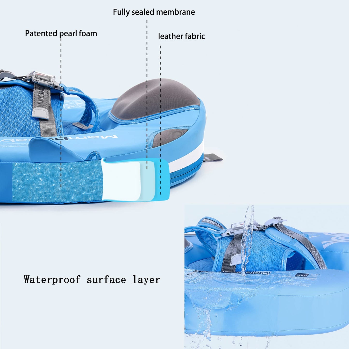 Luckclubtojoy Mambobaby Floats with Canopy &Tail, Non-Inflatable Baby Float for Pool Add Tail Avoid Flip Swim Trainer Baby Floats for Toddler Boys Girls(Narwhal-Green)